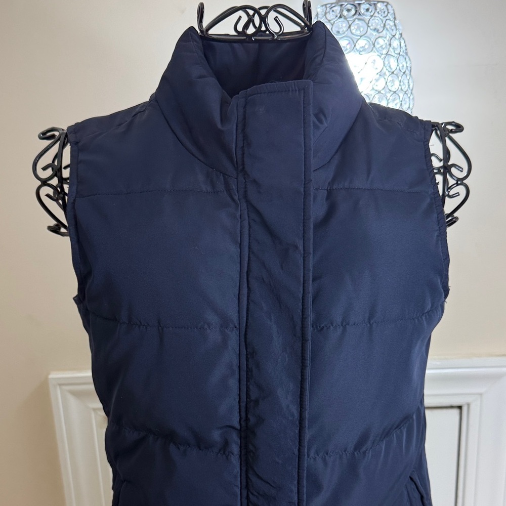 crown & ivy Navy Quilted Long Puffer Vest
